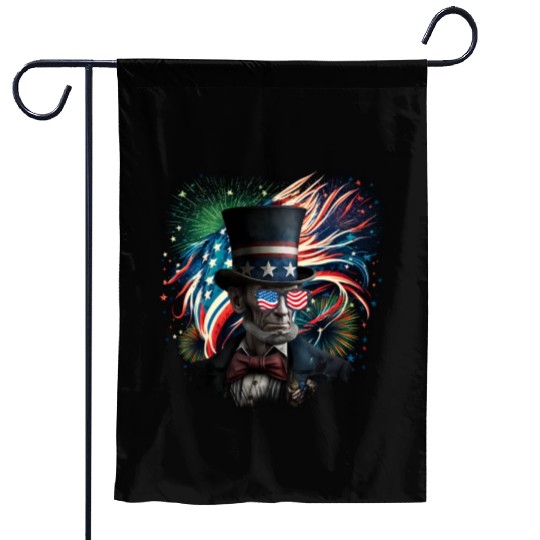 Merica Lincoln Independence Day Party 4th July Garden Flags