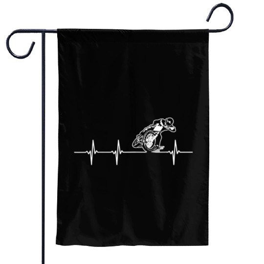 FLAT TRACK MOTORCYCLE heartbeat racing speedway Garden Flags