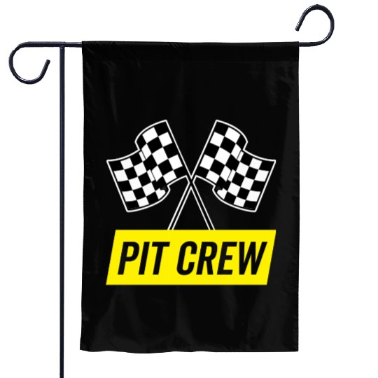 Yellow Italic Pit Crew For Racing Party Costume Garden Flags