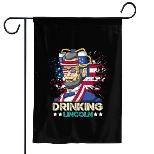 Drinking Lincoln USA President Independence Day Garden Flags