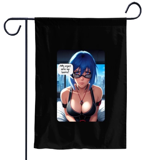 Cyberpunk Waifu Influencer Design 10 Garden Flags