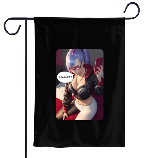 Cyberpunk Waifu Influencer Design 4 Garden Flags