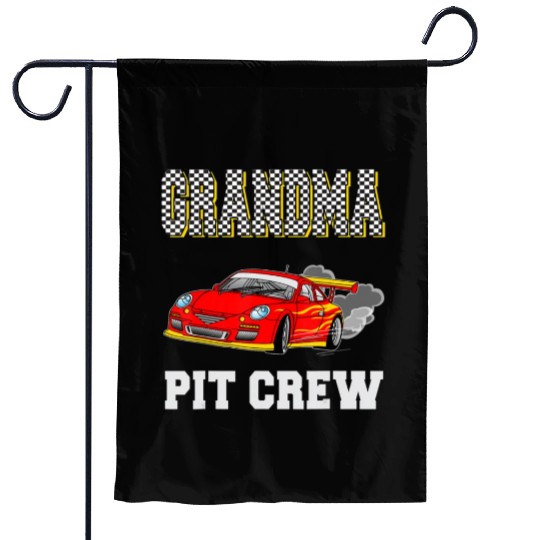 Grandma Pit Crew Birthday Racing Car Theme Race Garden Flags