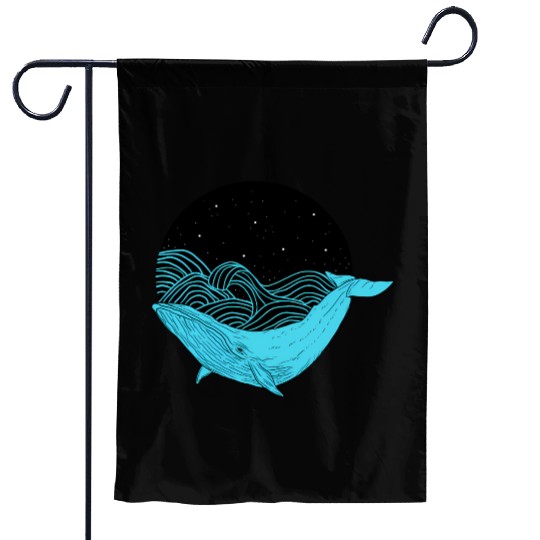 Humpback Whale Midnight Space Whale Garden Flags