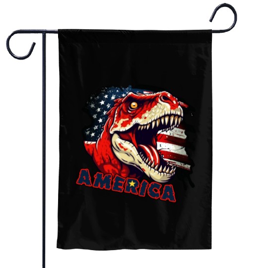 Dinosaur Independence Day Garden Flags