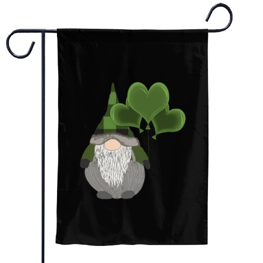 Irish Gnome St Patricks Day Heart Balloons Garden Flags