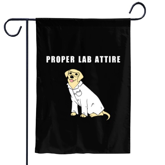 Proper Lab Attire Laboratory Dog Pun Science Garden Flags