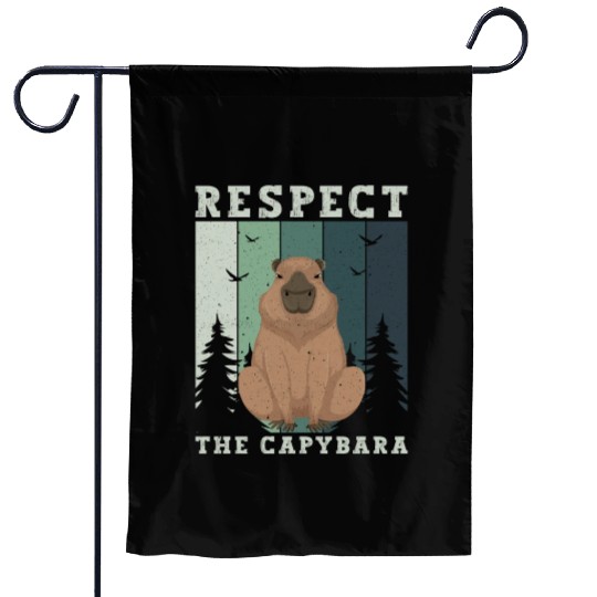 Retro Respect The Capybara Capybara Lover Meme Garden Flags