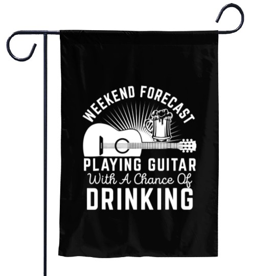 Weekend Forecast Playing Guitar Drinking Beer Garden Flags