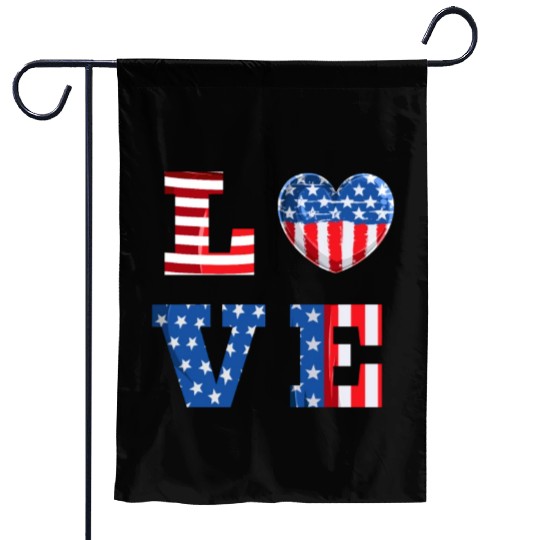 LOVE America Independence Day USA Patriots Garden Flags