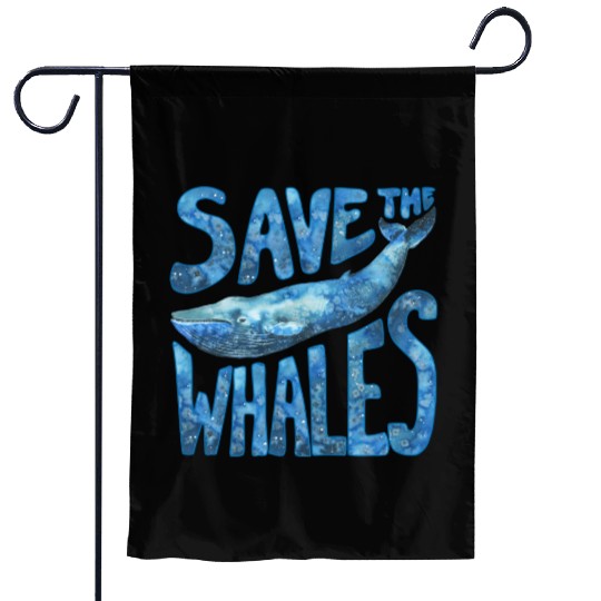 Save The Whales Blue Whale Design Garden Flags