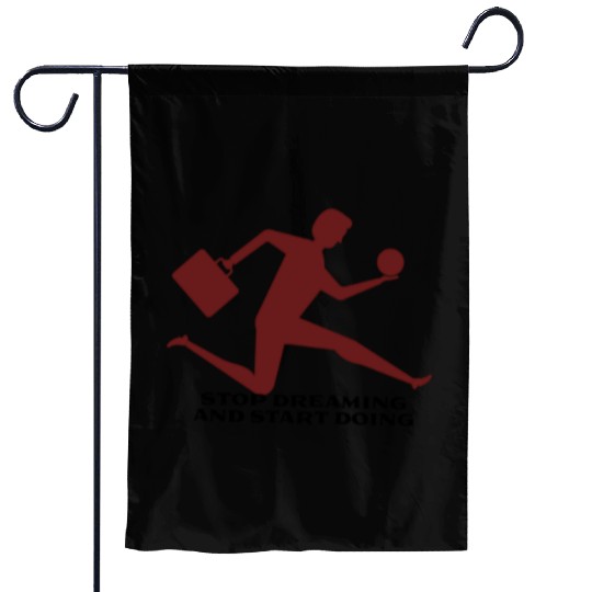 Business man logo art in clothing design Garden Flags