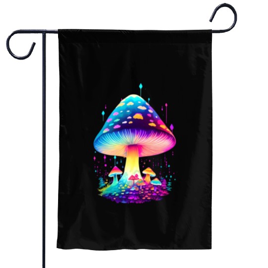Enchanting Fungi: A Neon Wonderland Garden Flags