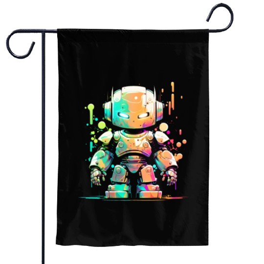 Retro Robot Cute Robotic Engineer Technology Garden Flags