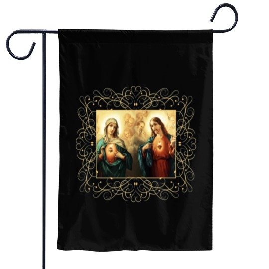 Sacred Heart and Immaculate Heart Picture Jesus an Garden Flags