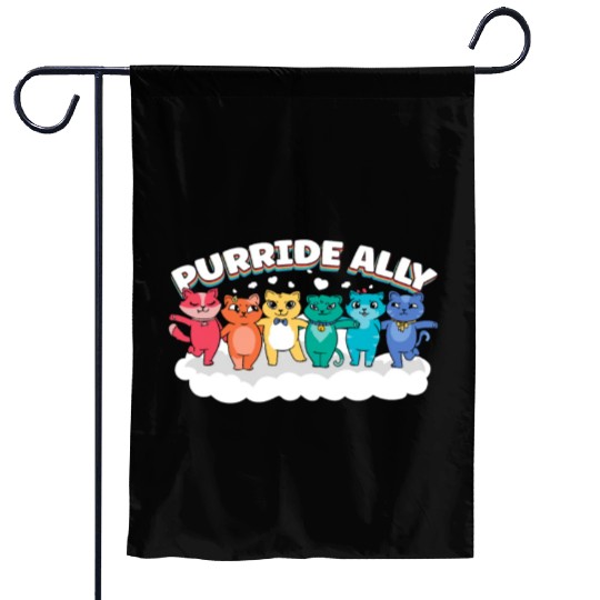 Purride Ally Cat Rainbow LGBT Pride Month Feline Garden Flags
