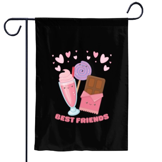 Cute Best Friends Lollipop Ice cream And Chocolate Garden Flags