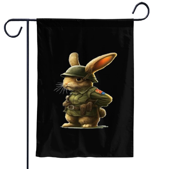 Courageous Bunny Soldier Garden Flags