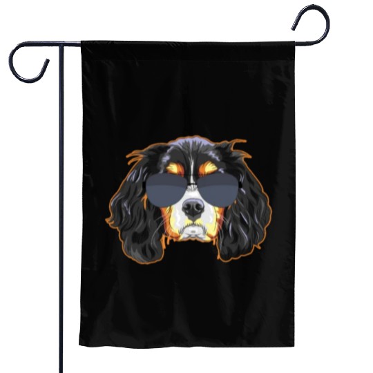 Cavalier King Charles Spaniel Wearing Sunglasses Garden Flags
