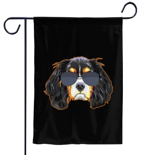 Cavalier King Charles Spaniel Wearing Sunglasses Garden Flags