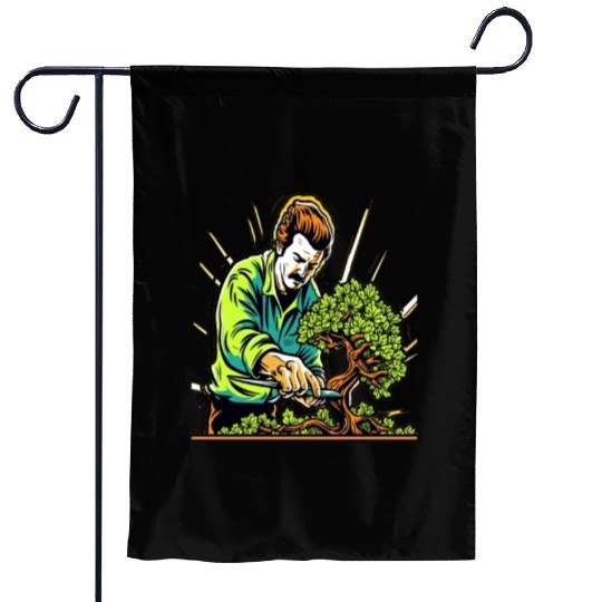 Bonsai Japanese Tree Gardening Gardener Pruning Garden Flags