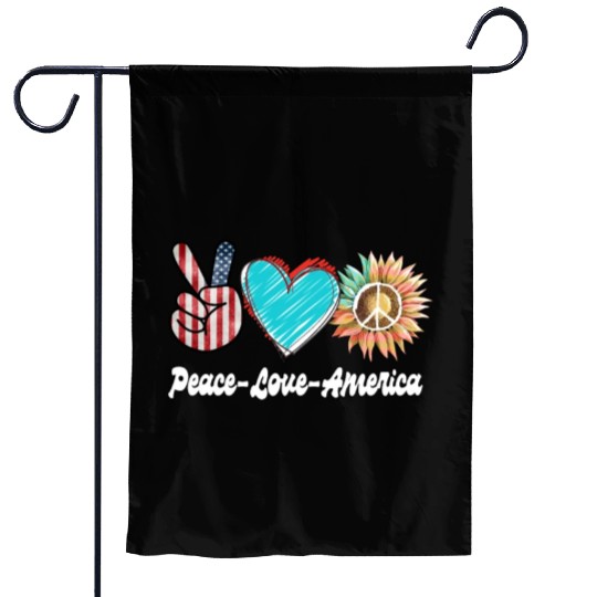 Peace Love America US Flag Fourth Womens JULY 4TH Garden Flags