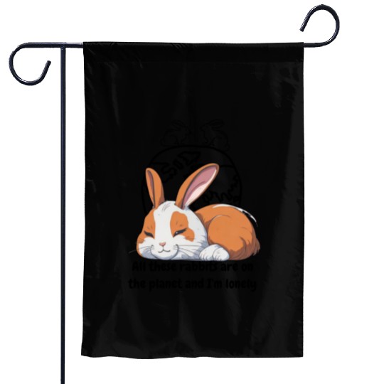 Lonely rabbit Garden Flags