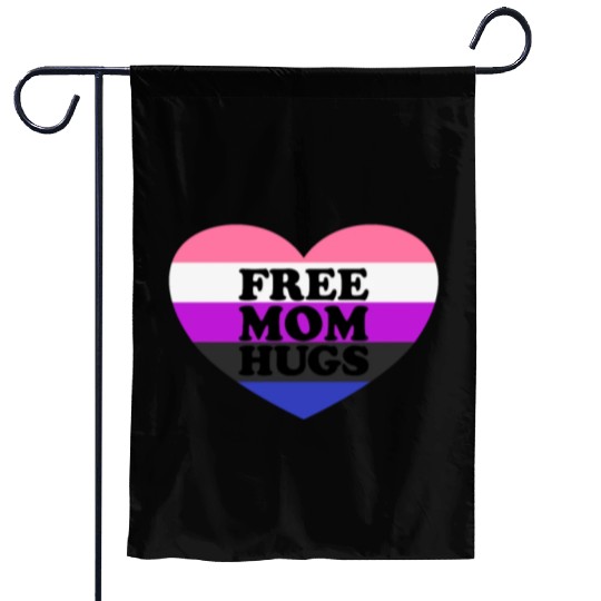 Free Mom Hugs Genderfluid Flag Heart LGBTQ Garden Flags