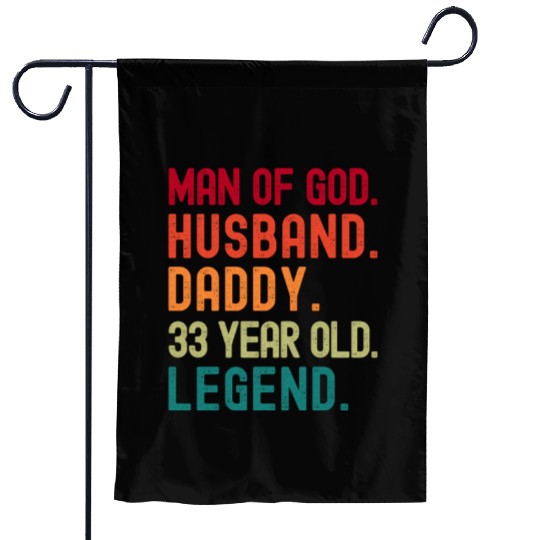 Man of God Husband Dad Vintage 33rd Birthday Garden Flags