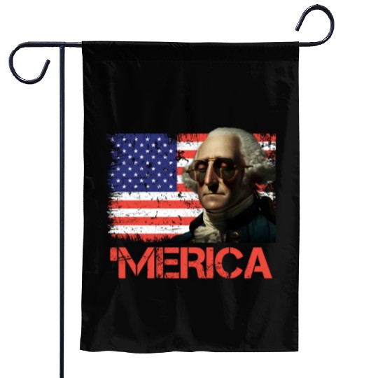 Merica George Washington Independence Day USA Garden Flags