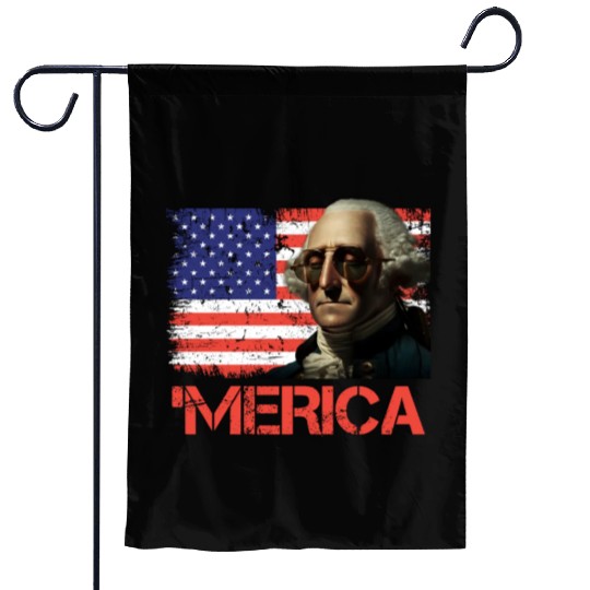 Merica George Washington Independence Day USA Garden Flags