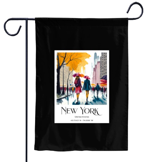 Couple walking in the streets of New York City Garden Flags