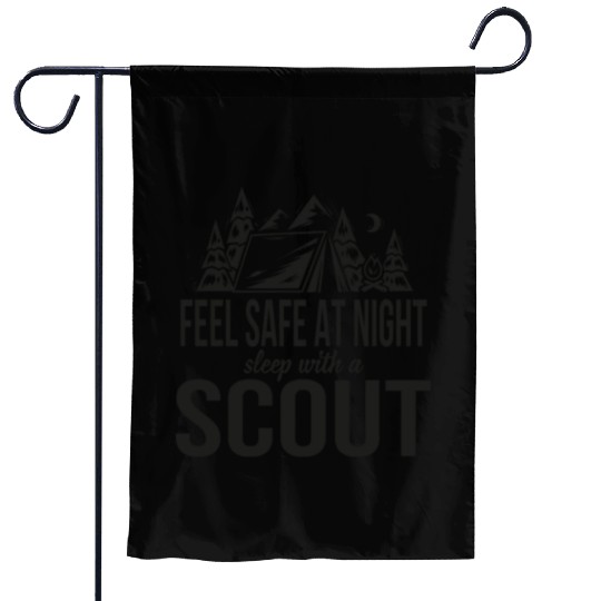 FEEL SAFE AT NIGHT SLEEP WITH A SCOUT black Garden Flags