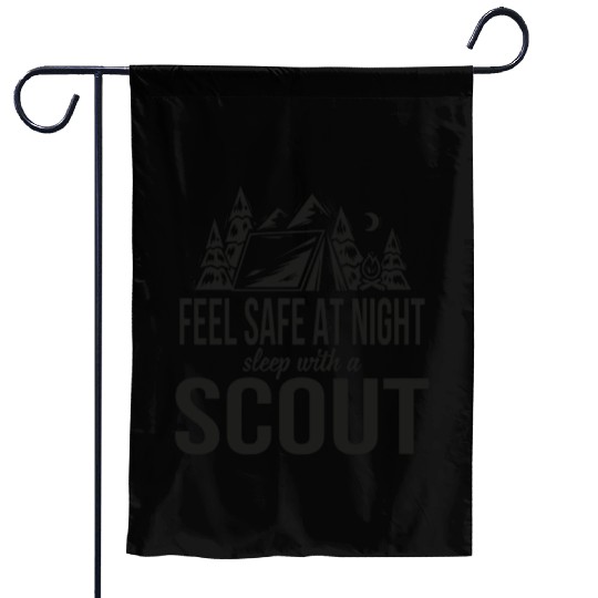 FEEL SAFE AT NIGHT SLEEP WITH A SCOUT black Garden Flags