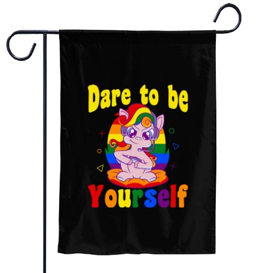 Dare to be Gaymer Lesbian Girl Gamer gift Garden Flags