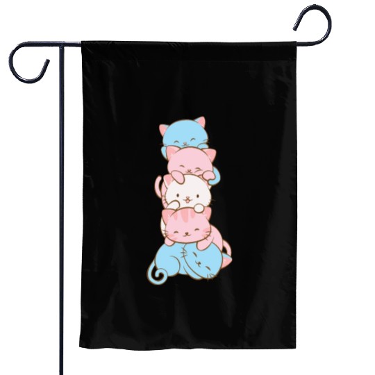 Transgender Pride Flag Cute Kawaii Cats Subtle Garden Flags