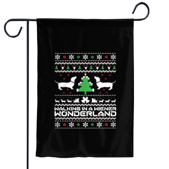 Dachshund Ugly Doxie Santa Garden Flags