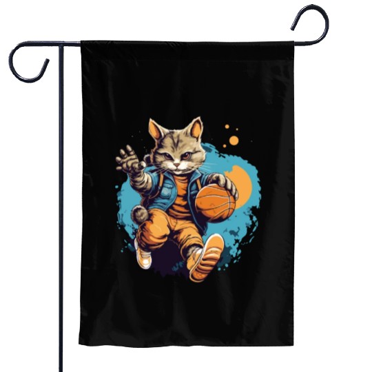 Basketball Cat Basketball Player I Love Basketball Garden Flags