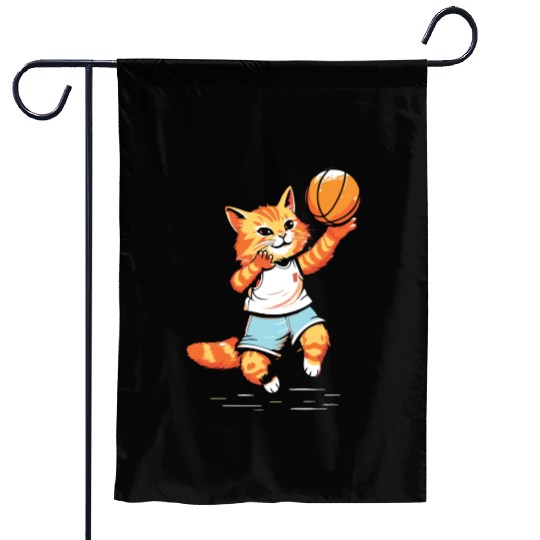 Basketball Cat Basketball Player I Love Basketball Garden Flags
