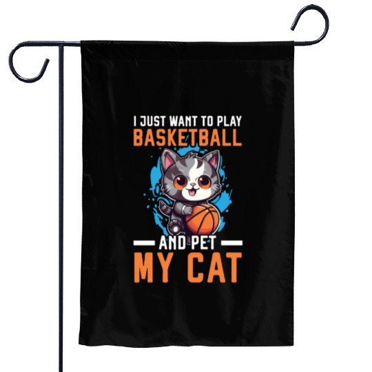 Basketball Cat Basketball Player I Love Basketball Garden Flags