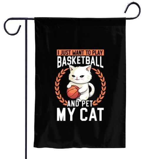 Basketball Cat Basketball Player I Love Basketball Garden Flags
