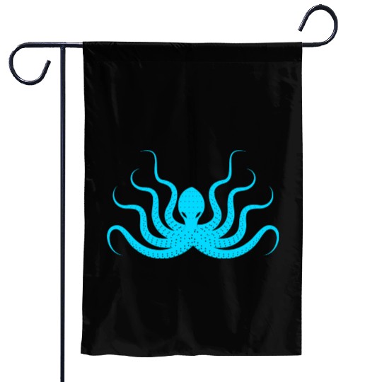 Menace Octopus Neon Blue Garden Flags