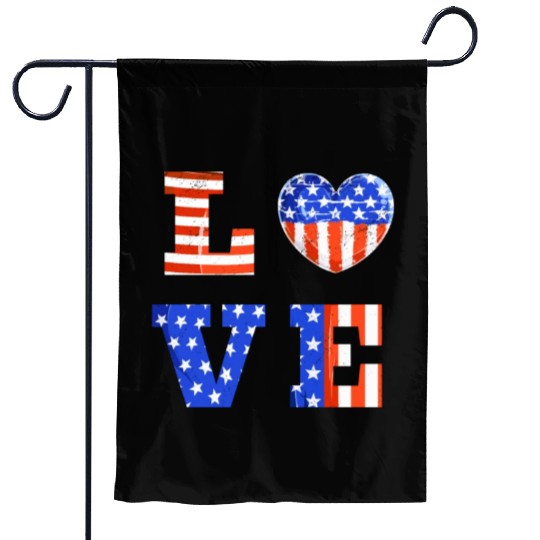 LOVE America Independence Day USA Patriots Garden Flags