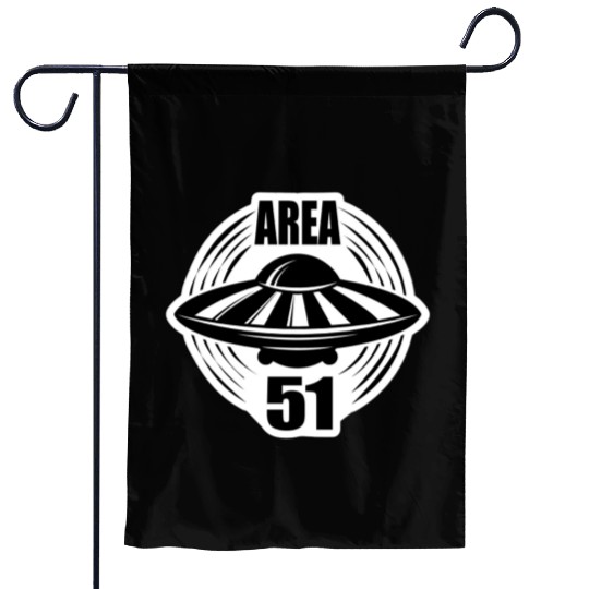 Area 51 Black Flying Saucer Garden Flags