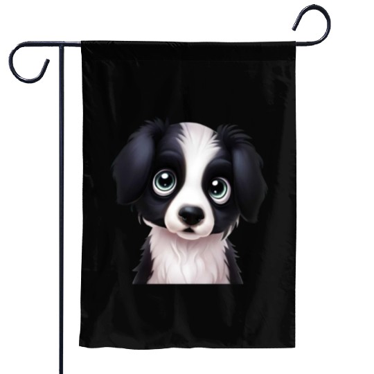 Elegant Border Collie Portrait Garden Flags