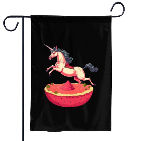 Unicorn with Watermelon and Dragonfruit - Tropical Garden Flags