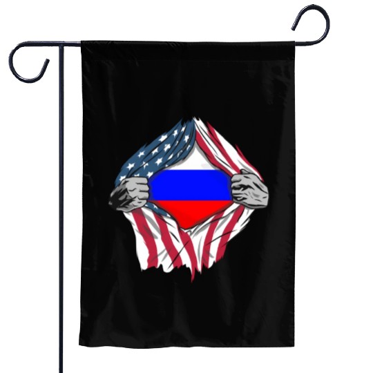Russian American Blood Inside Me Country Flags Garden Flags