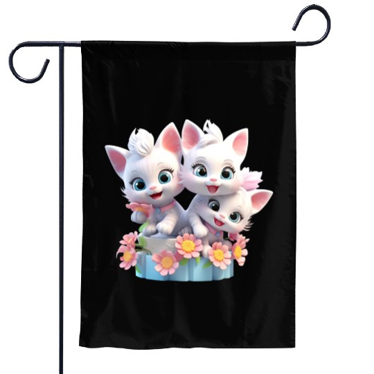 Cute Kittens 3D Ai Art Garden Flags