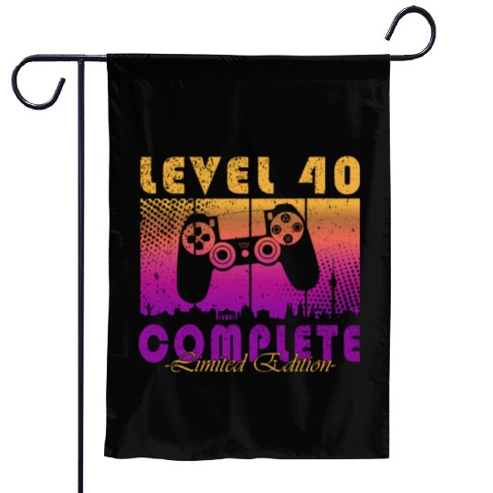 40th Birthday Gaming Level 40 Complete Gamer Garden Flags