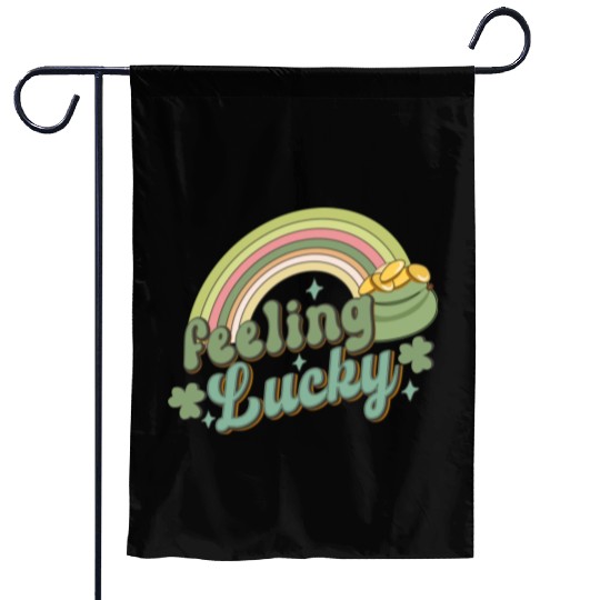 Feeling Lucky Saint Patricks Day Rainbow quote Garden Flags